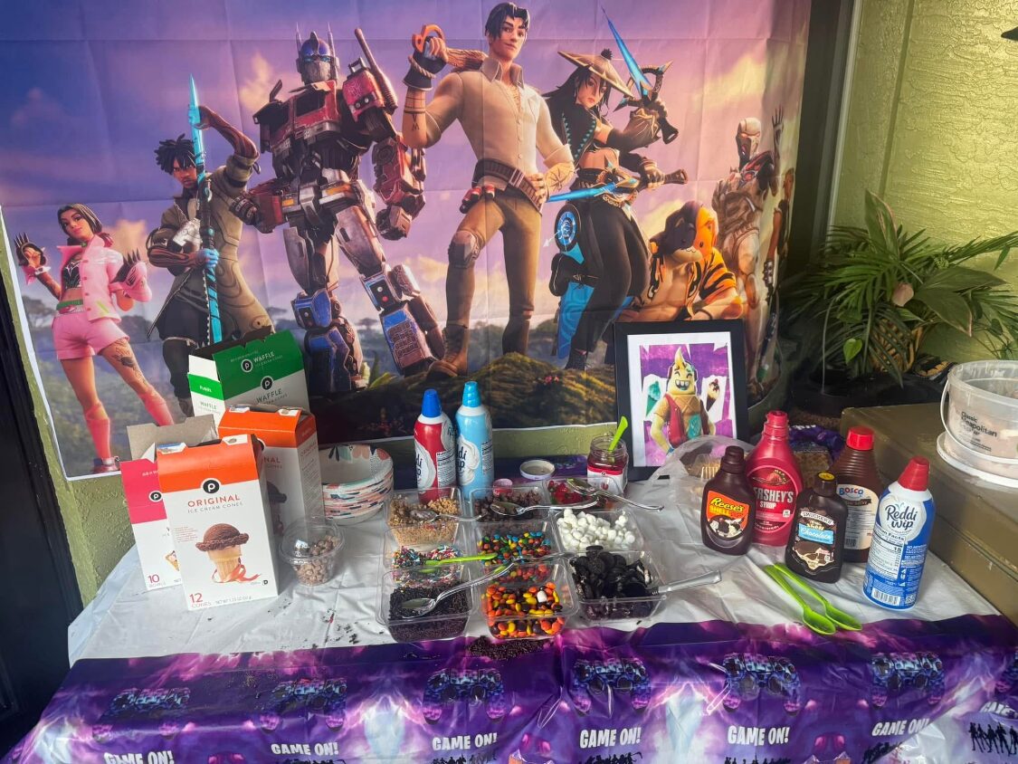 Fortnite themed ice cream sundae bar