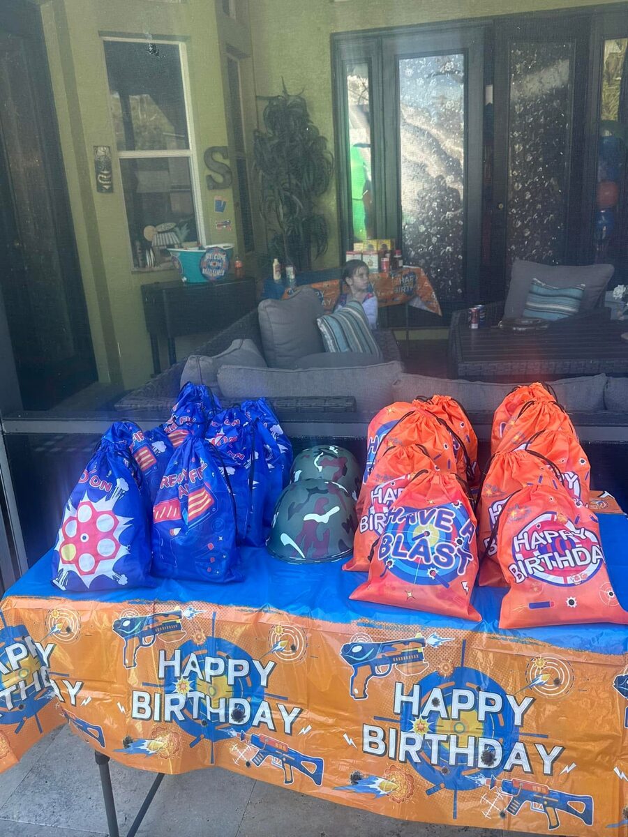 Nerf themed party favor bags